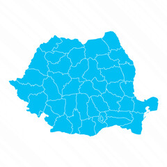 Flat Design Map of Romania With Details