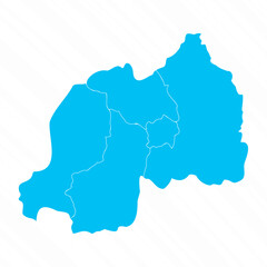 Flat Design Map of Rwanda With Details