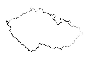 Hand Drawn Lined Czech Republic Simple Map Drawing