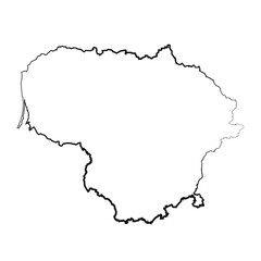 Hand Drawn Lined Lithuania Simple Map Drawing