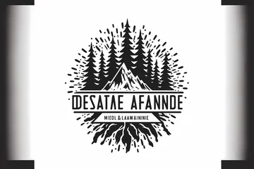 Fototapete Berge nature logo. wilderness, adventure, camping emblem graphics. AI generated