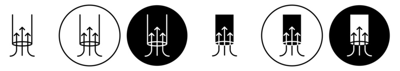 Suction icon set. vacuum cleaner air suction with arrows vector symbol in black filled and outlined style.