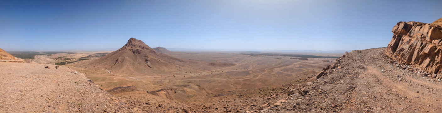 Magnificent panoramic view from Mount Zagora into the Draa valley