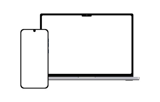 laptop and smartphone mockup isolated on white background