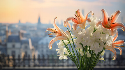beautiful lilies on a blurred background