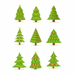 set of christmas tree vector illustratin