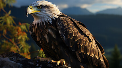 Obraz premium eagle on top of cliff 