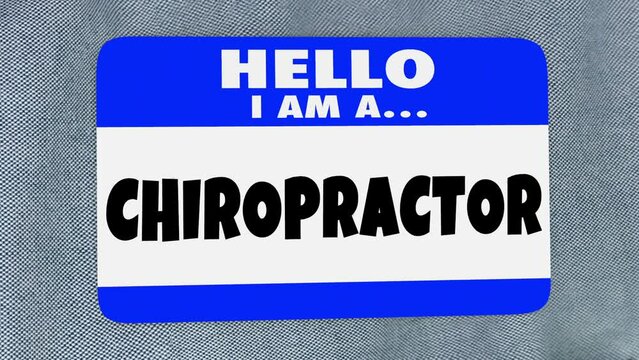 Hello I Am a Chiropractor Name Tag Sticker Back Doctor Neck Pain Relief 3d Animation