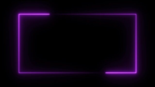 abstract glowing neon rectangle frame animation background 4k