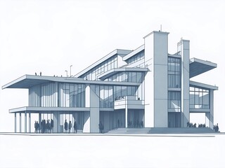 Modern Train station blueprint. AI generated illustration