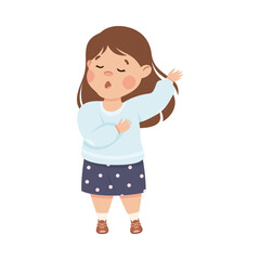 Little Girl Character Standing and Tell Story or Recite Poetry Vector Illustration