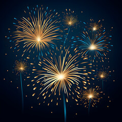 Illustration of Silvester Fireworks for Banners, Flyer, Cards - Generativ AI
