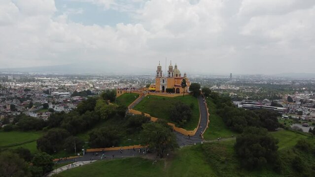 The Sanctuary of the Virgen de los Remedios, built on top of what was the Great Pyramid of Cholula, in Puebla, Mexico