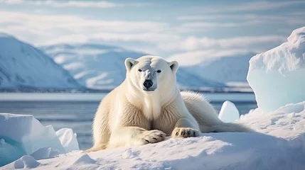 Gordijnen A polar bear (Ursus maritimus) on an ice floe. © jr-art