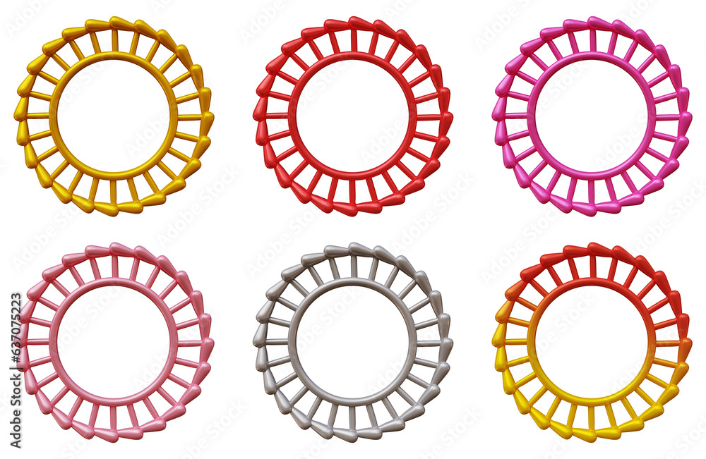 Poster set of frames design in 3d rendering isolated on transparent background. geometric shapes for templa