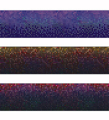 Pixel Art design - seamless horizontal colorful mosaic border. Set of template. Vector clipart