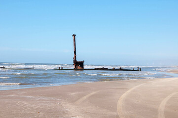 Shipwreck in ruins off the coast of southern Brazil