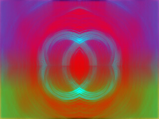 Abstract, Suffused Coloured Shapes, 3d, Silver, Green, and Red, within a Border