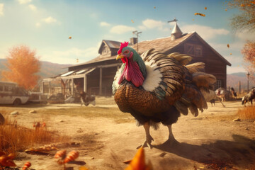 Feathered Beauty: Turkey in Rural Setting