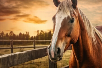 Majestic Horse on Countryside Canvas