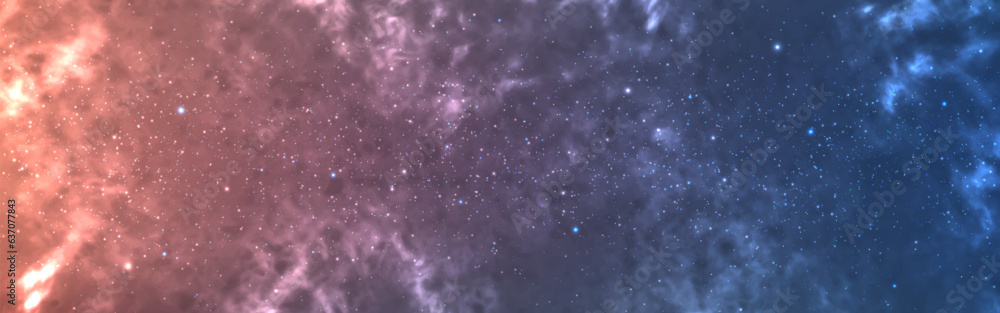 Wall mural cosmos background. starry nebula with magic shine. wide color space texture. bright cosmic wallpaper
