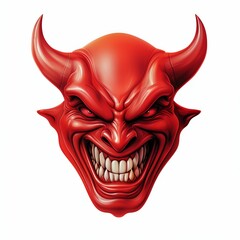 Smiling Red Devil Face Isolated on White Background. Generative ai