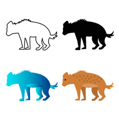Abstract Flat Hyena Animal Silhouette Illustration