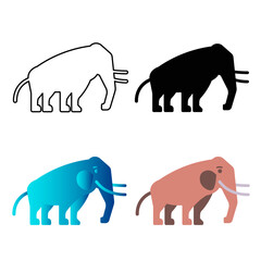 Abstract Flat Mammoth Animal Silhouette Illustration