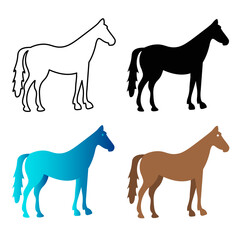 Abstract Flat Horse Animal Silhouette Illustration