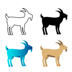 Abstract Flat Goat Animal Silhouette Illustration