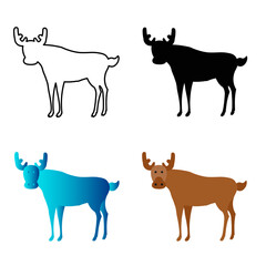 Abstract Flat Moose Animal Silhouette Illustration