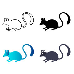 Abstract Flat Mouse Animal Silhouette Illustration