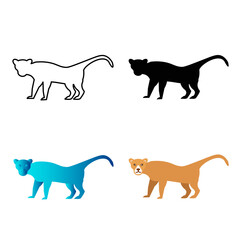 Abstract Flat Puma Animal Silhouette Illustration