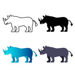 Abstract Flat Rhino Animal Silhouette Illustration
