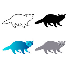 Abstract Flat Racoon Mammal Animal Silhouette Illustration