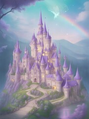 Fototapeta premium Magic castle landscape. AI generated illustration