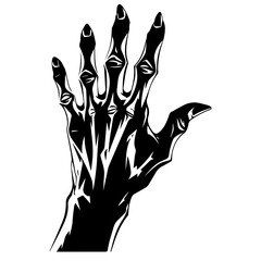 Zombie hands silhouette. Creepy zombie crooked lambs stick out of graveyard ground vector illustration