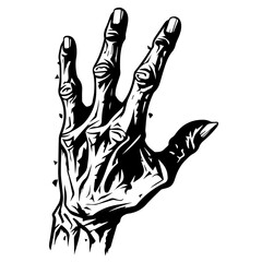 Zombie hands silhouette. Creepy zombie crooked lambs stick out of graveyard ground vector illustration