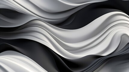 Obraz premium A Black and White Abstract Pattern with Flowing Lines and Curves Generative AI