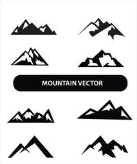 Mountain silhouette, blue and black rocky mountain illustration,vector design, sign,symbol, outdoor, bundle.