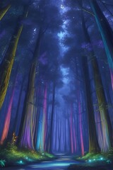 Obraz premium Mystical forest. AI generated illustration