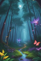 Fototapeta premium Mystical forest. AI generated illustration