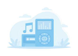 music radio concept flat illustration