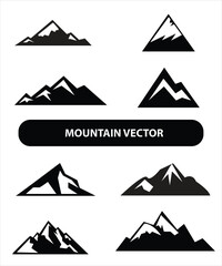 Mountain silhouette, blue and black rocky mountain illustration,vector design, sign,symbol, outdoor, bundle.