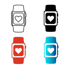 Abstract Smart Watch With Heart Silhouette Illustration