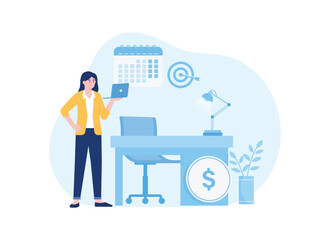 work at office concept flat illustration