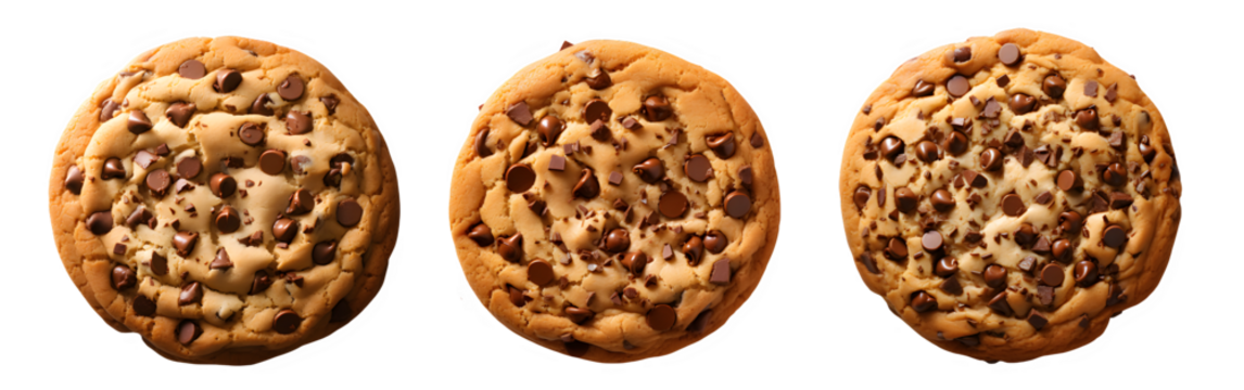 choco cookies isolated on white background ,round cookie cut out ,generative ai