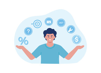 working on a business plan concept flat illustration