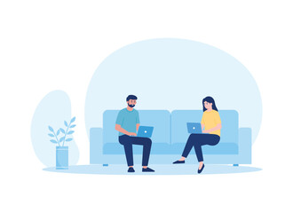 the two people are doing the briefing concept flat illustration