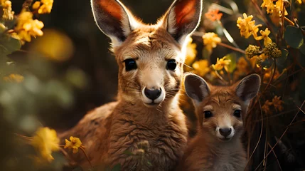 Fotobehang kangaroo with his child © Vectors.in
